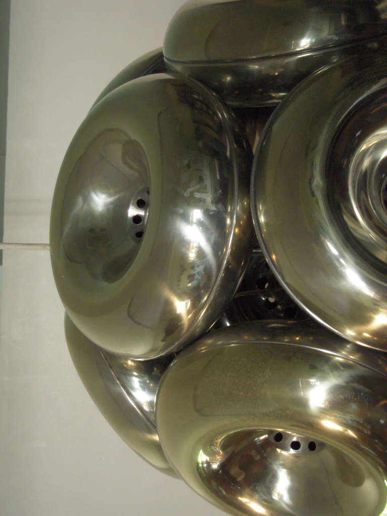Large Sculptural Aluminum Globe Chandelier 1