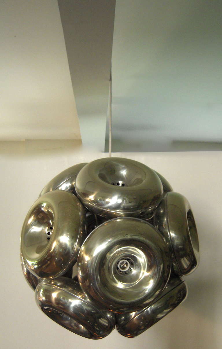 Large Sculptural Aluminum Globe Chandelier 3