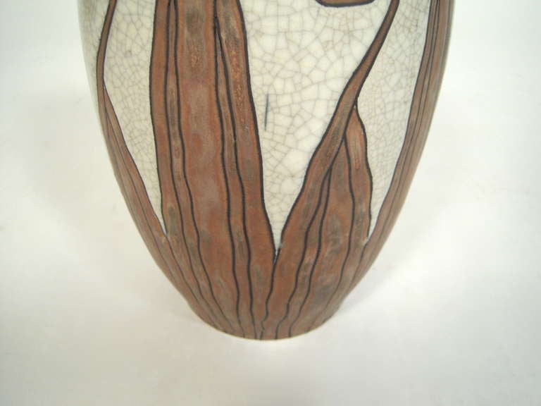 Milieu du XXe siècle Vase en poterie d'époque Art déco Charles Catteau