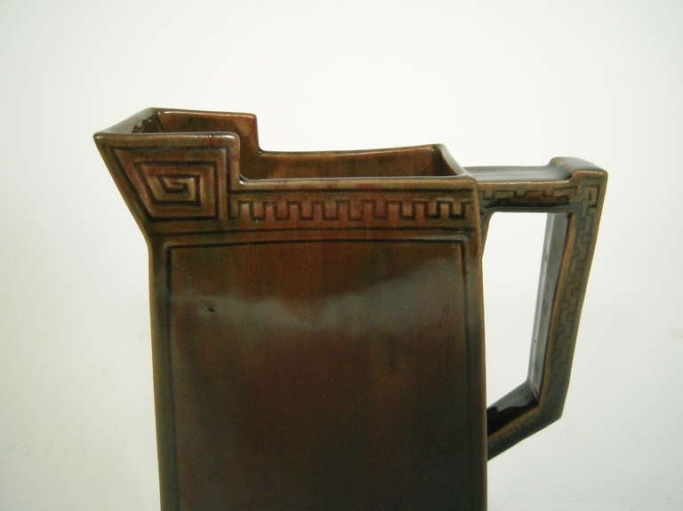 Graphic and Sculptural Art Pottery Pitcher by Chelsea Keramic 1