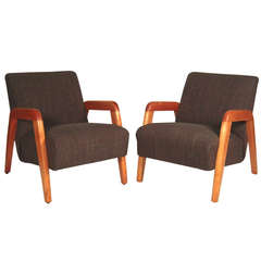 Pair of Mid-Century Modern Upholstered Armchairs