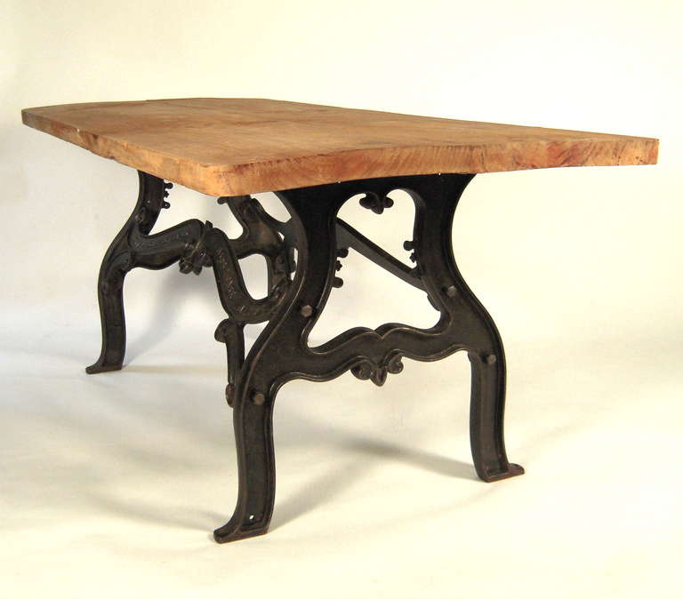 19th Century Boston Made Industrial Cast Iron Table, c. 1900