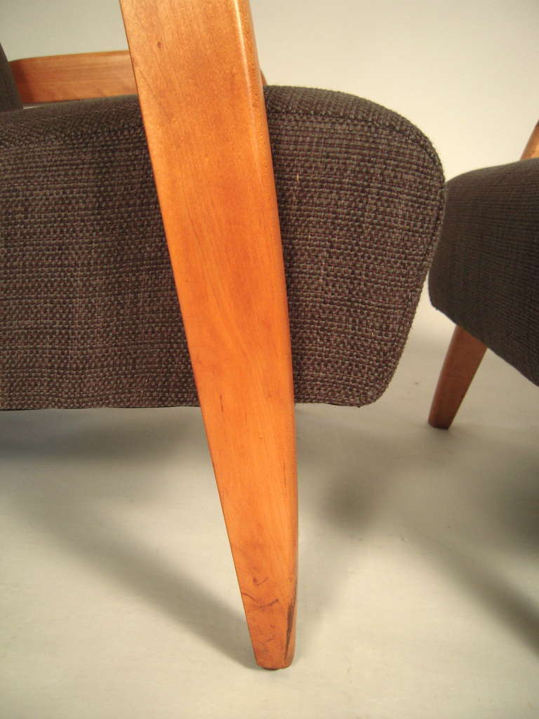 Pair of Mid-Century Modern Upholstered Armchairs 2
