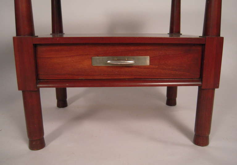 Pair of Cherry and Metal End Tables or NIght Stands 4