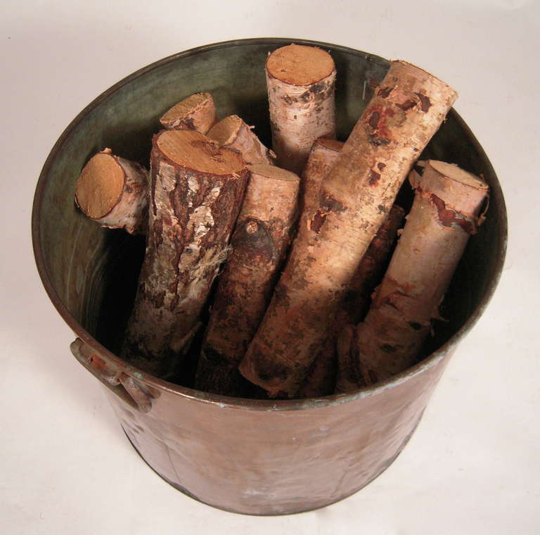 18th Century and Earlier Copper Bucket for Firewood