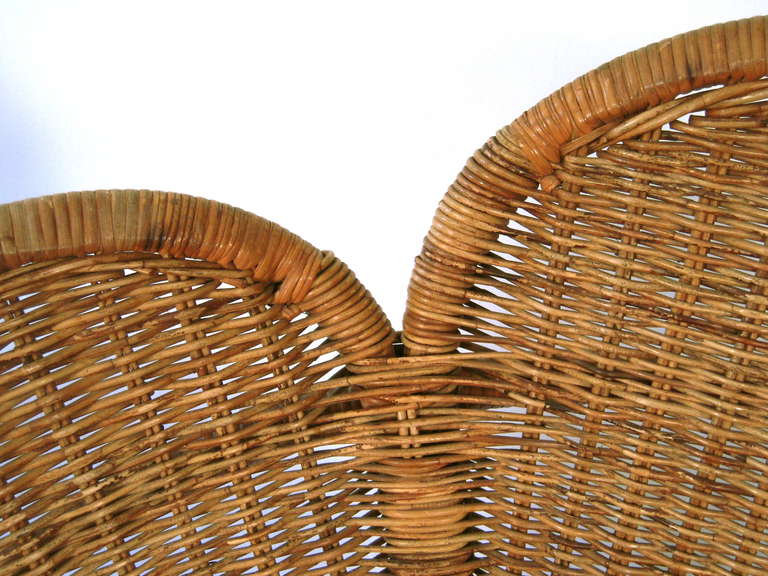 American Pair of Wicker Flower Form Garden or Patio Chairs