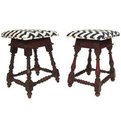Two French Walnut Baroque Stools or Occasional Tables