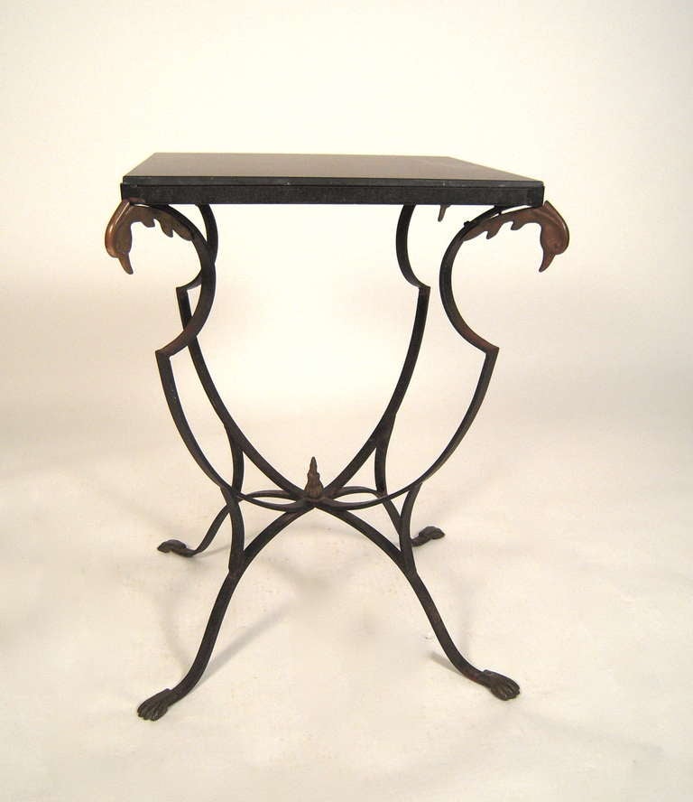 Stone Top Side Table Attributed To Maison Jansen In Excellent Condition In Essex, MA