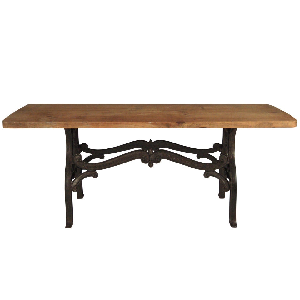 Boston Made Industrial Cast Iron Table, c. 1900
