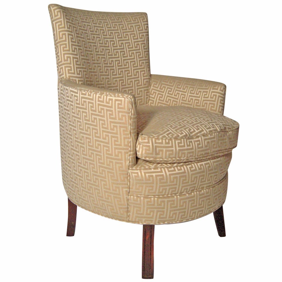 Stylish Small Curved Upholstered Slipper Chair
