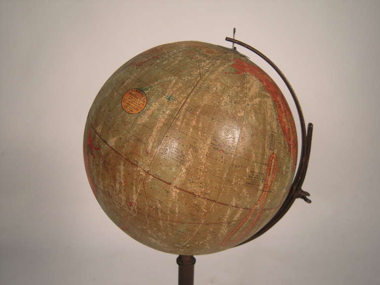 Decorative C. S. Hammond Floor Globe on Iron Stand In Good Condition In Essex, MA