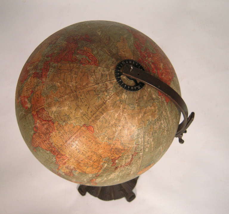 Decorative C. S. Hammond Floor Globe on Iron Stand 2