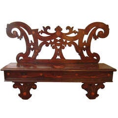 Antique A Sculptural and Graphic Italian Hall Bench