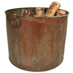 Antique Copper Bucket for Firewood