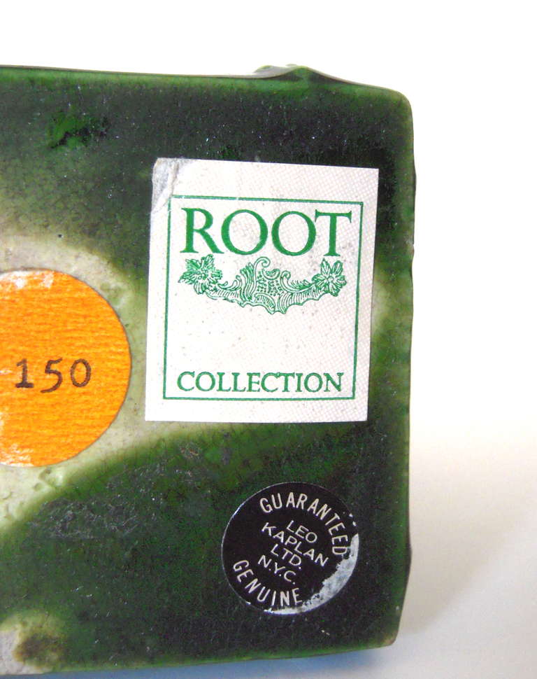 A Rare, Early  Staffordshire Pottery Green Glazed Tea Caddy 5