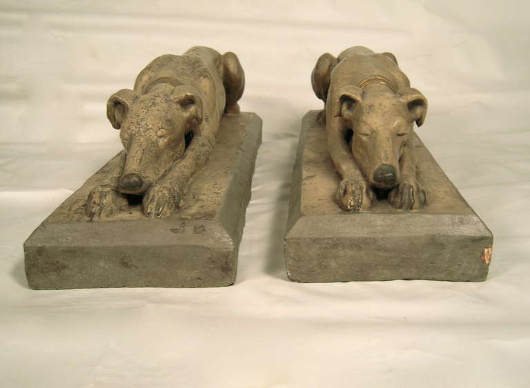 English Pair of Greyhound Sculptures