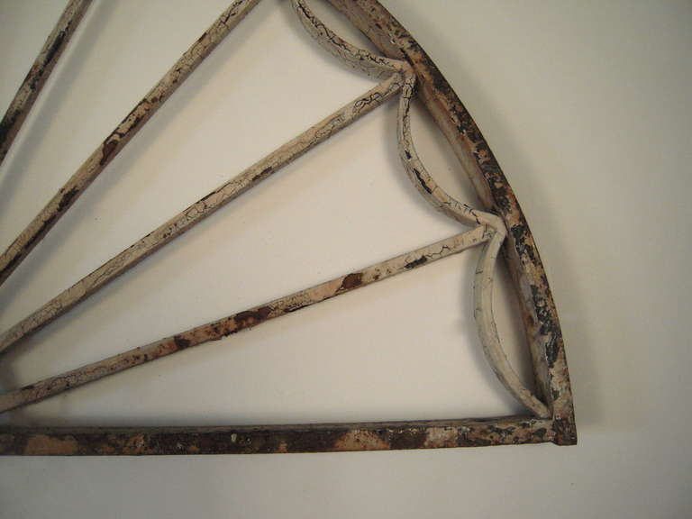 19th Century Pair of Federal Style Cast Iron Painted Fanlight Window Frames