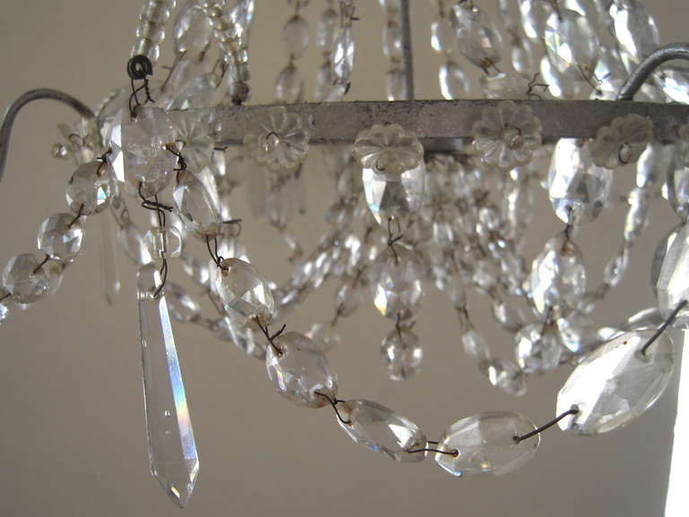Small Swedish Gustavian Crystal Chandelier 2