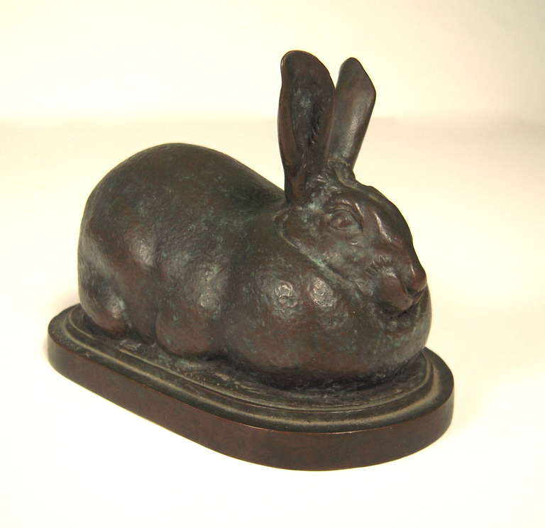 A fine bronze sculpture, Crouching Rabbit by Katharine Ward Lane  (Kay) Weems (1899-1989), circa 1947.

A fine patinated bronze rabbit by the noted America sculptor and medalist Katharine Ward Lane Weems from a North Shore Boston private