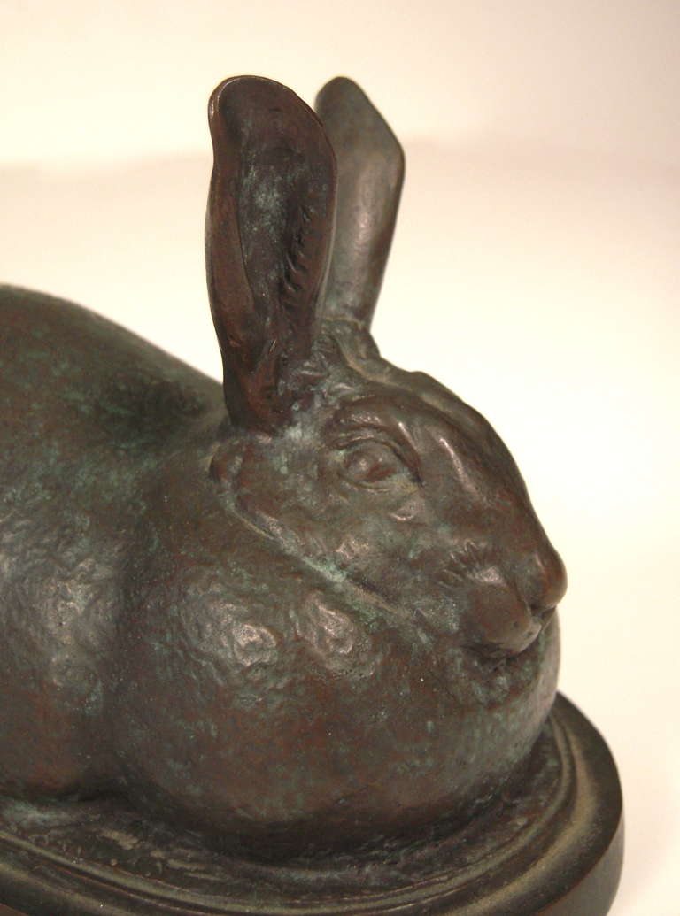 Bronze Crouching Rabbit by Katharine Ward Lane Weems In Excellent Condition In Essex, MA