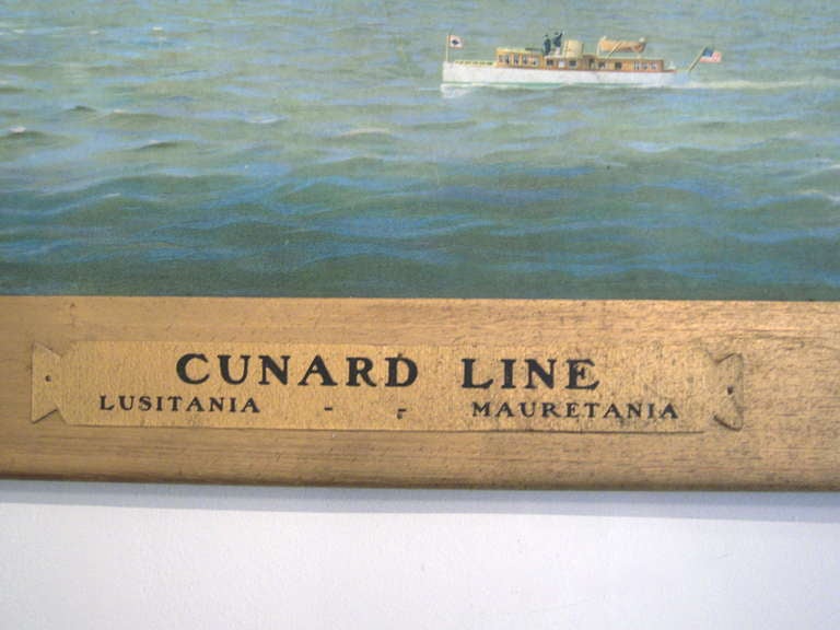 British Cunard Mauretania Advertising Print in Original Frame