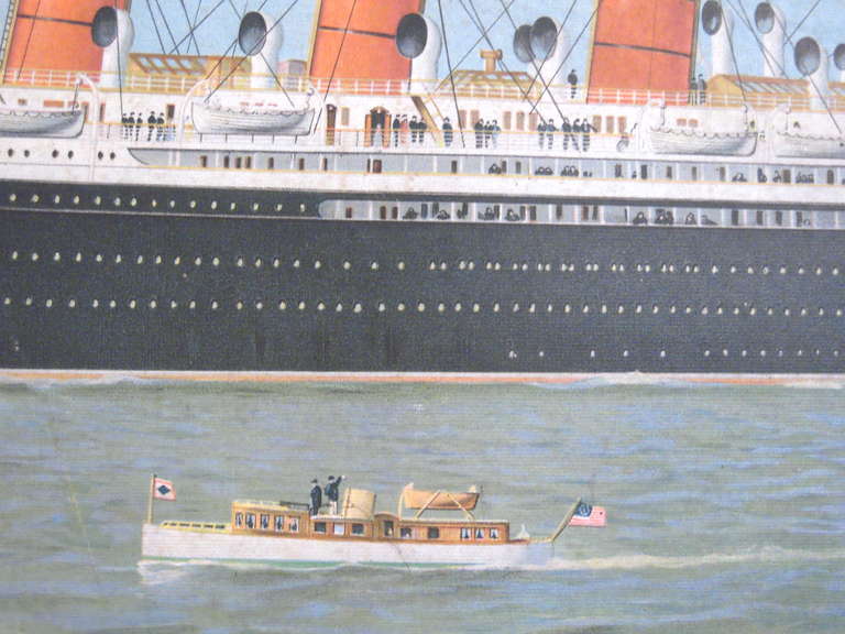 20th Century Cunard Mauretania Advertising Print in Original Frame