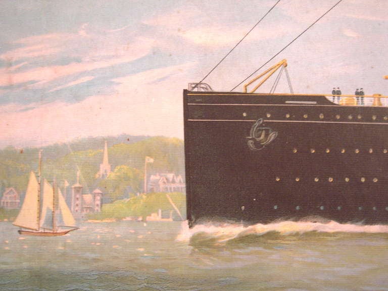 Cunard Mauretania Advertising Print in Original Frame 3