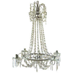 Antique Small Swedish Gustavian Crystal Chandelier