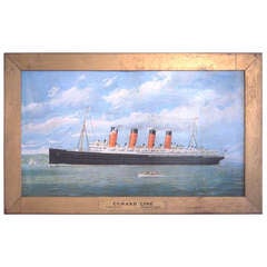 Cunard Mauretania Advertising Print in Original Frame
