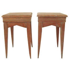 Pair of 1940s French Cerused Oak Occasional Tables