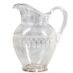Antique Giant 19th Century Etched Glass Pitcher