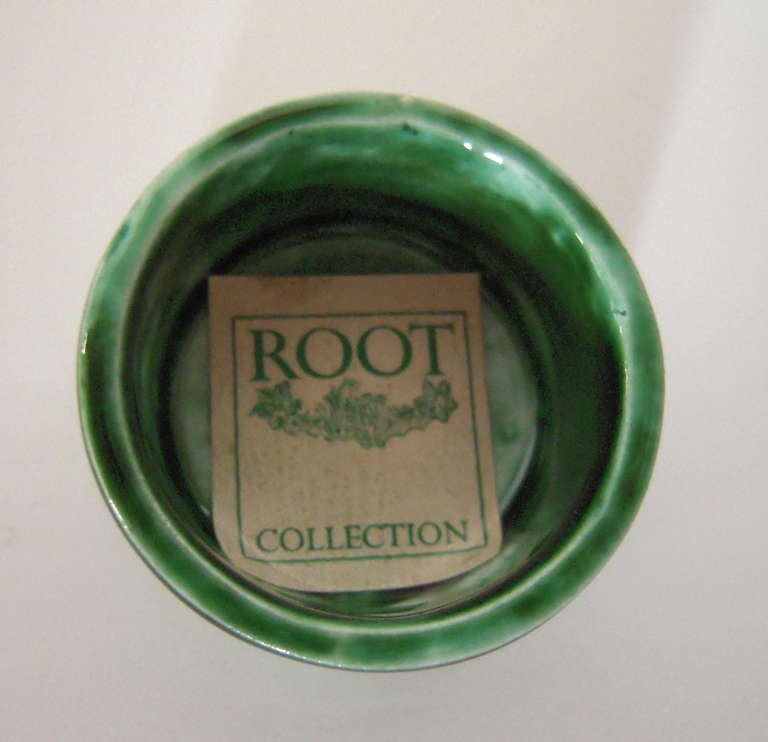 18th Century English Green Glazed Staffordshire Pottery Tea Caddy 1