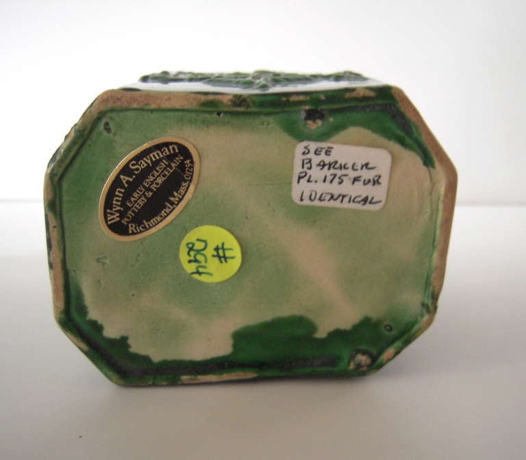 18th Century English Green Glazed Staffordshire Pottery Tea Caddy 2