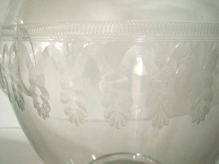 American Giant 19th Century Etched Glass Pitcher