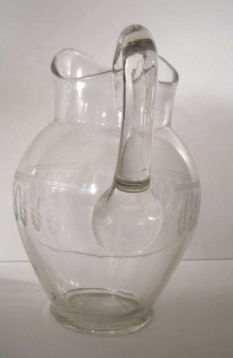 Giant 19th Century Etched Glass Pitcher 2