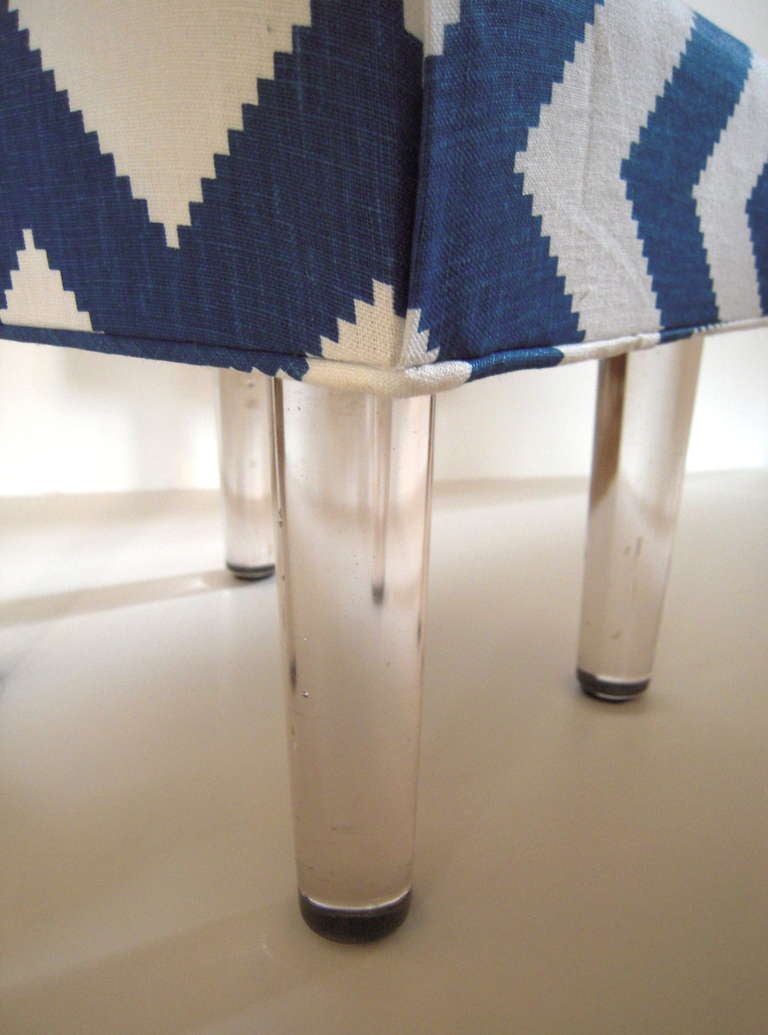 Stylish Art Deco Glass Legged Stool In Excellent Condition In Essex, MA