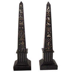Pair of 19th Century Egyptian Revival Slate Obelisks