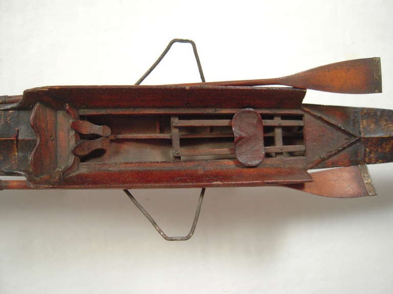 Beautifully Crafted Model of a Single Scull Rowing Shell, c. 1890 In Excellent Condition In Essex, MA