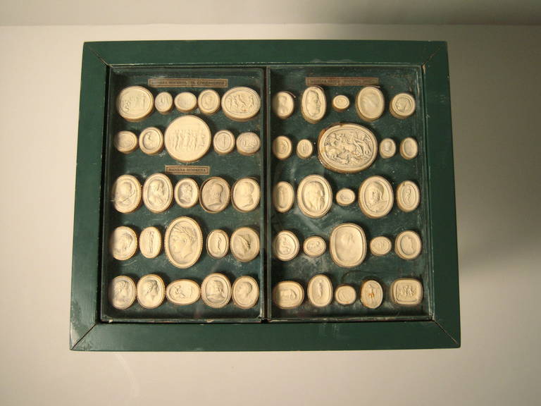 Italian Pair of Grand Tour Intaglio Collection Occasional Tables
