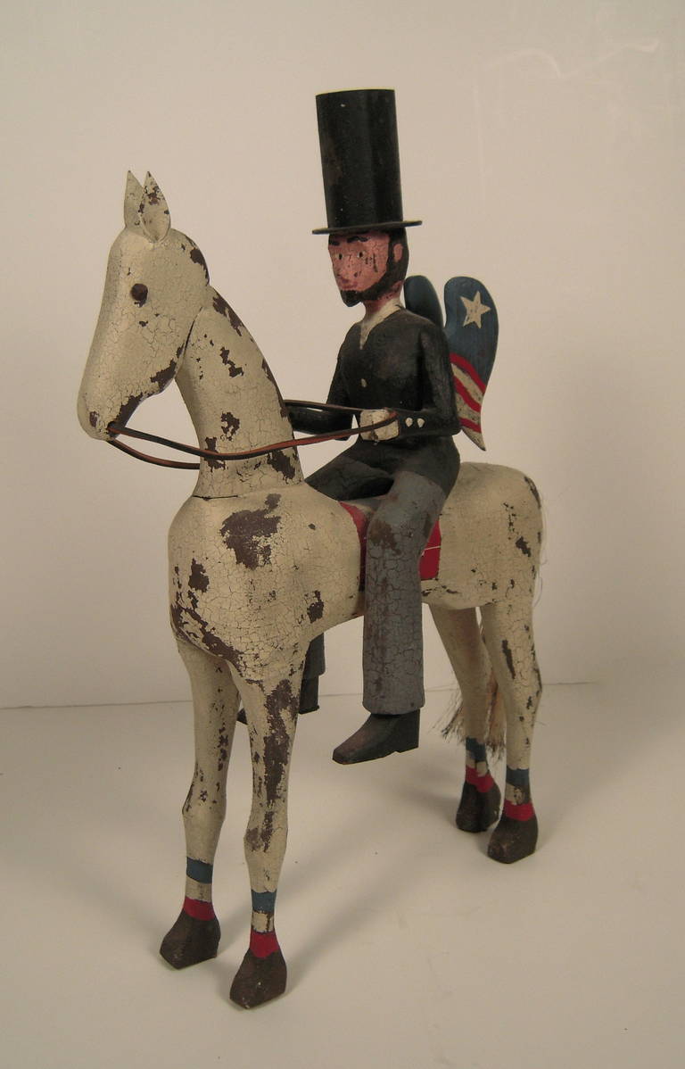 Folk Art Winged Lincoln on Horseback Sculpture 2