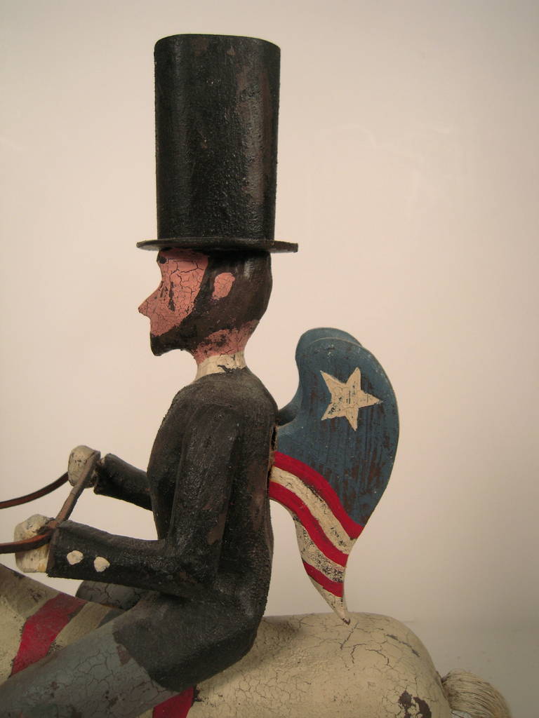 American Folk Art Winged Lincoln on Horseback Sculpture