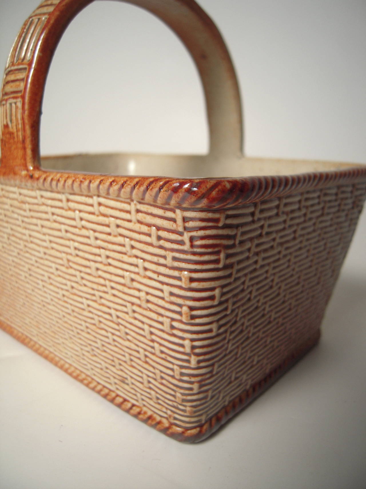 English Salt Glazed Stoneware Berry Basket or Planter by Briddon 2