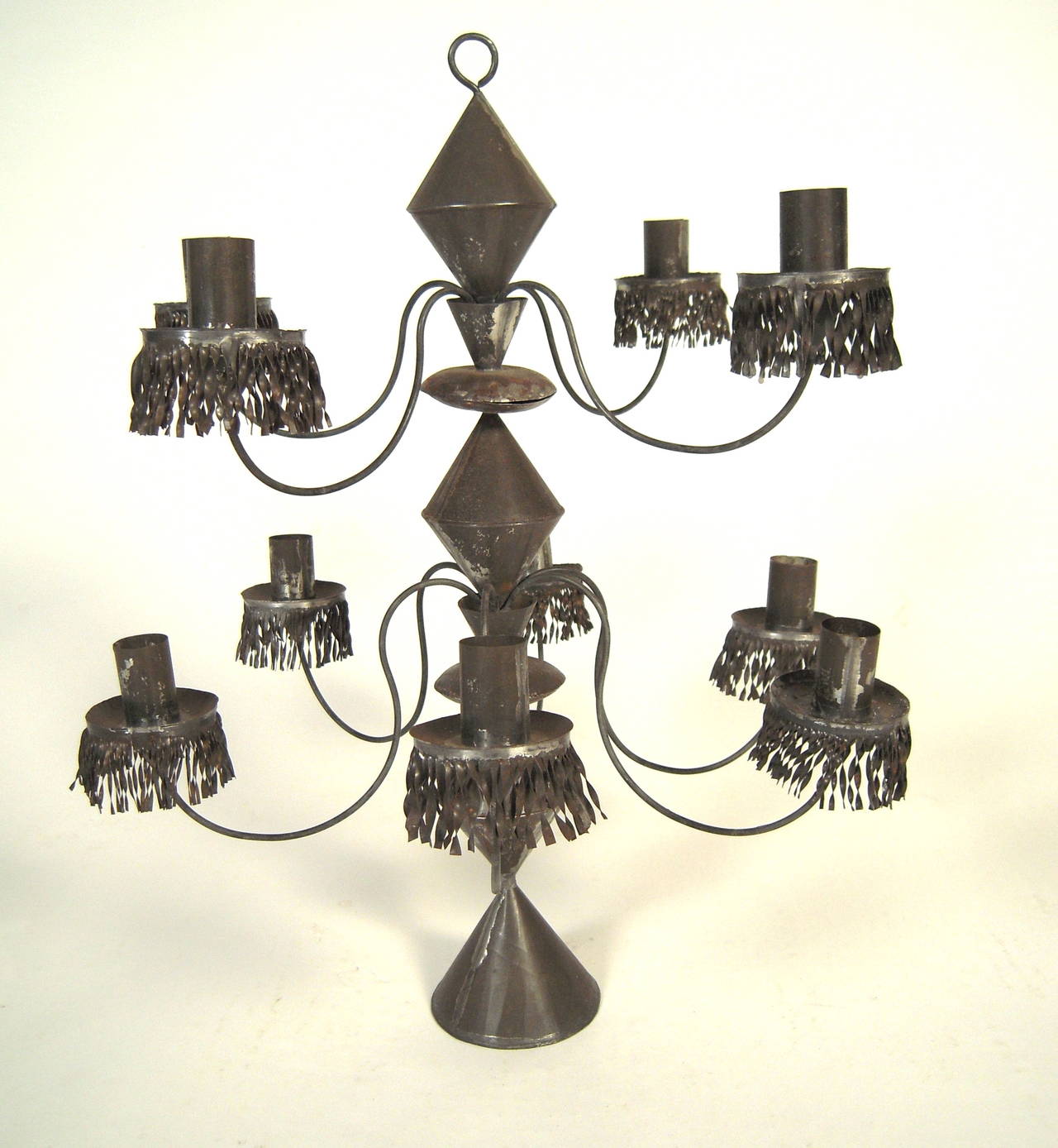 Mid-Century Modern Pair of Mexican Tin Candelabra