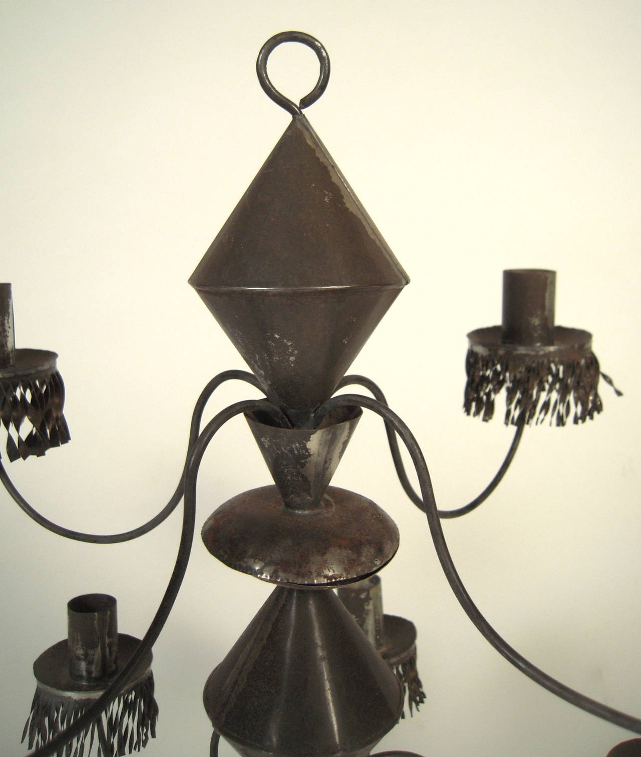 Hand-Crafted Pair of Mexican Tin Candelabra