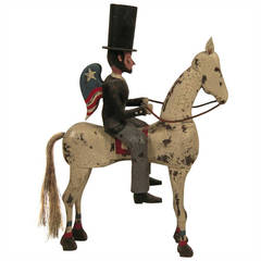 Vintage Folk Art Winged Lincoln on Horseback Sculpture