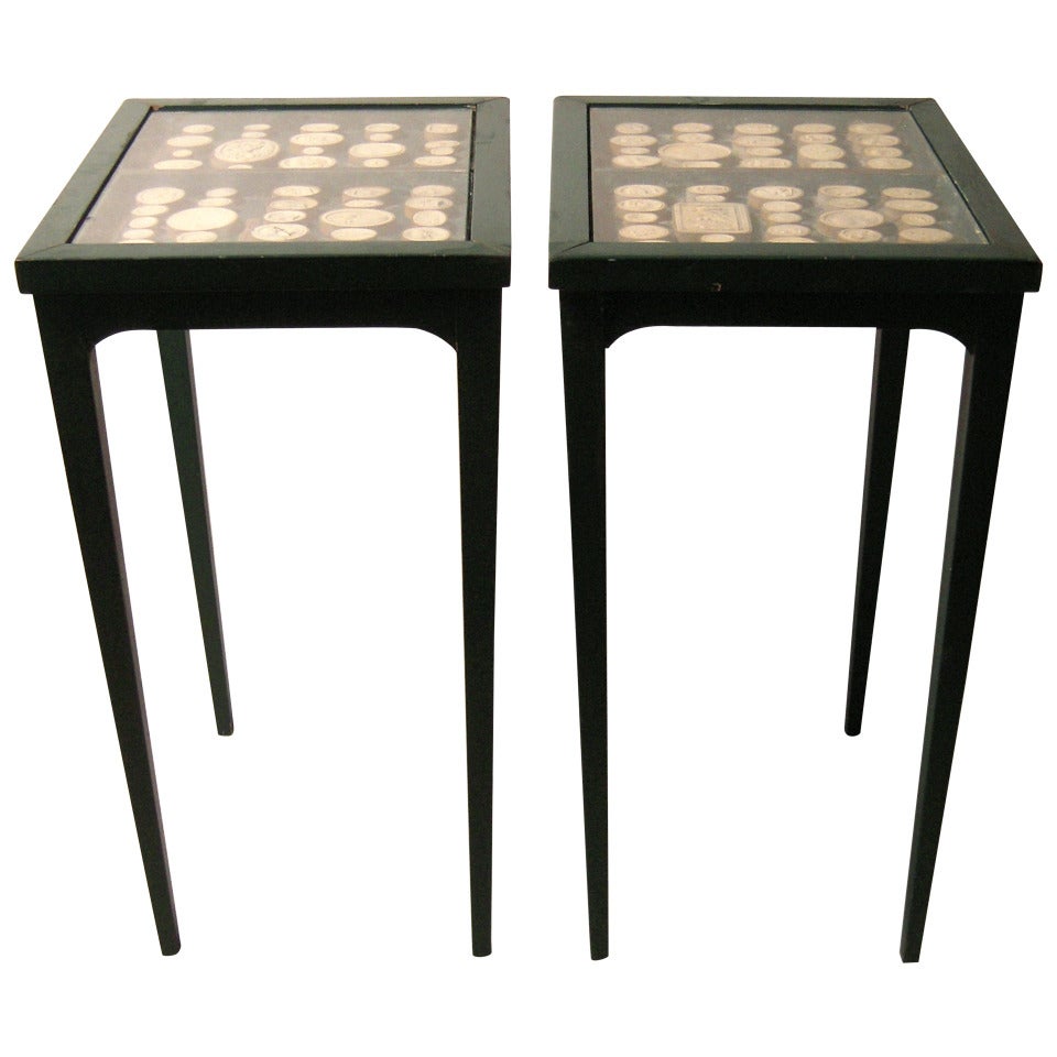 Pair of Grand Tour Intaglio Collection Occasional Tables