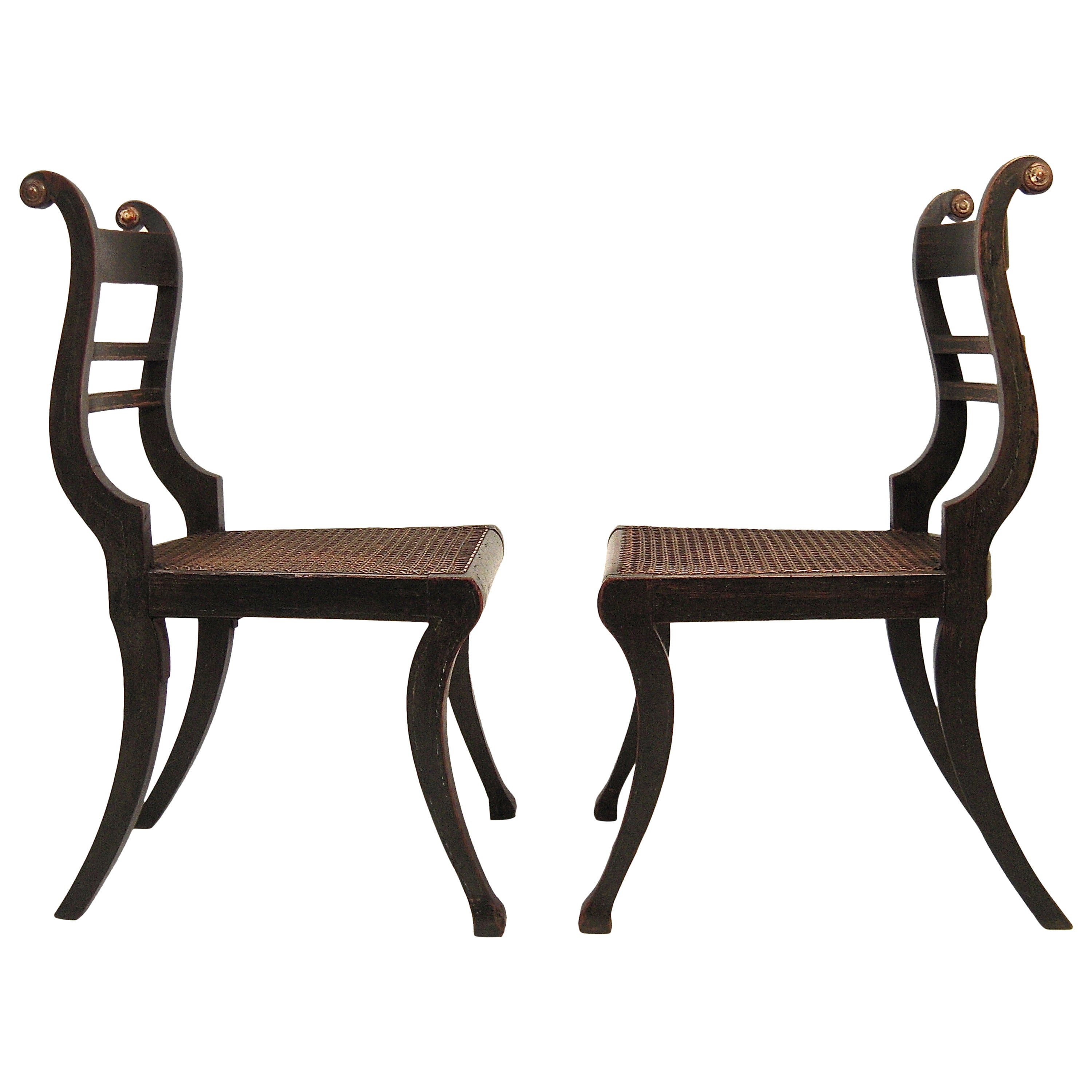 Pair of Sculptural English Regency Period Chairs, circa 1810