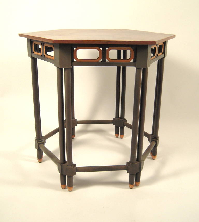 Stylish Grey Painted and Gilded Occasional Table