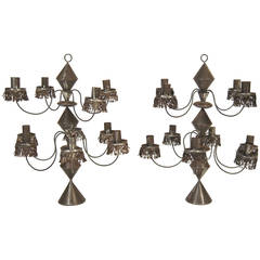 Pair of Mexican Tin Candelabra 7