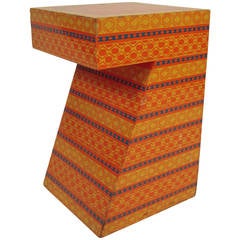 Vintage 1970s Geometric Decorated Yellow and Orange Drinks Table